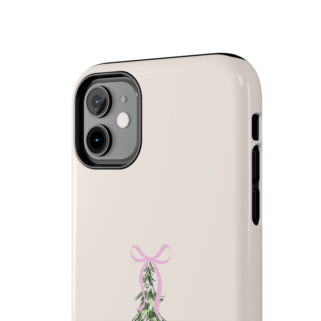 Festive Pink Bow Christmas Tree Phone Case