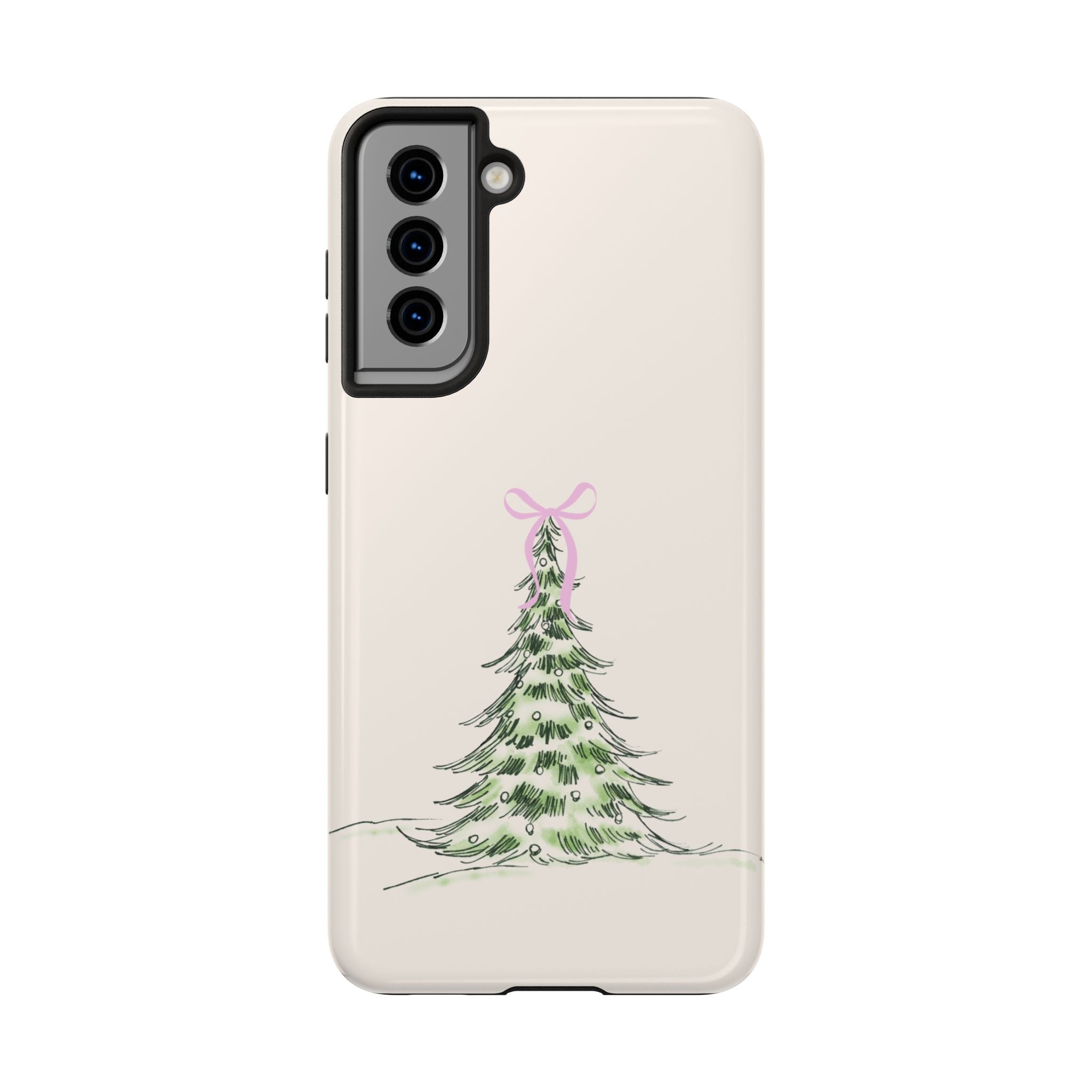Festive Pink Bow Christmas Tree Phone Case