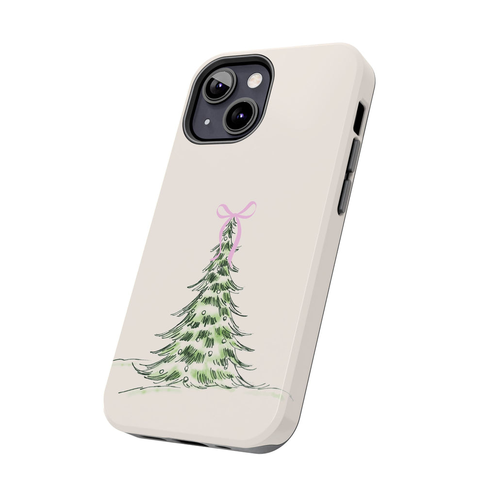 Festive Pink Bow Christmas Tree Phone Case