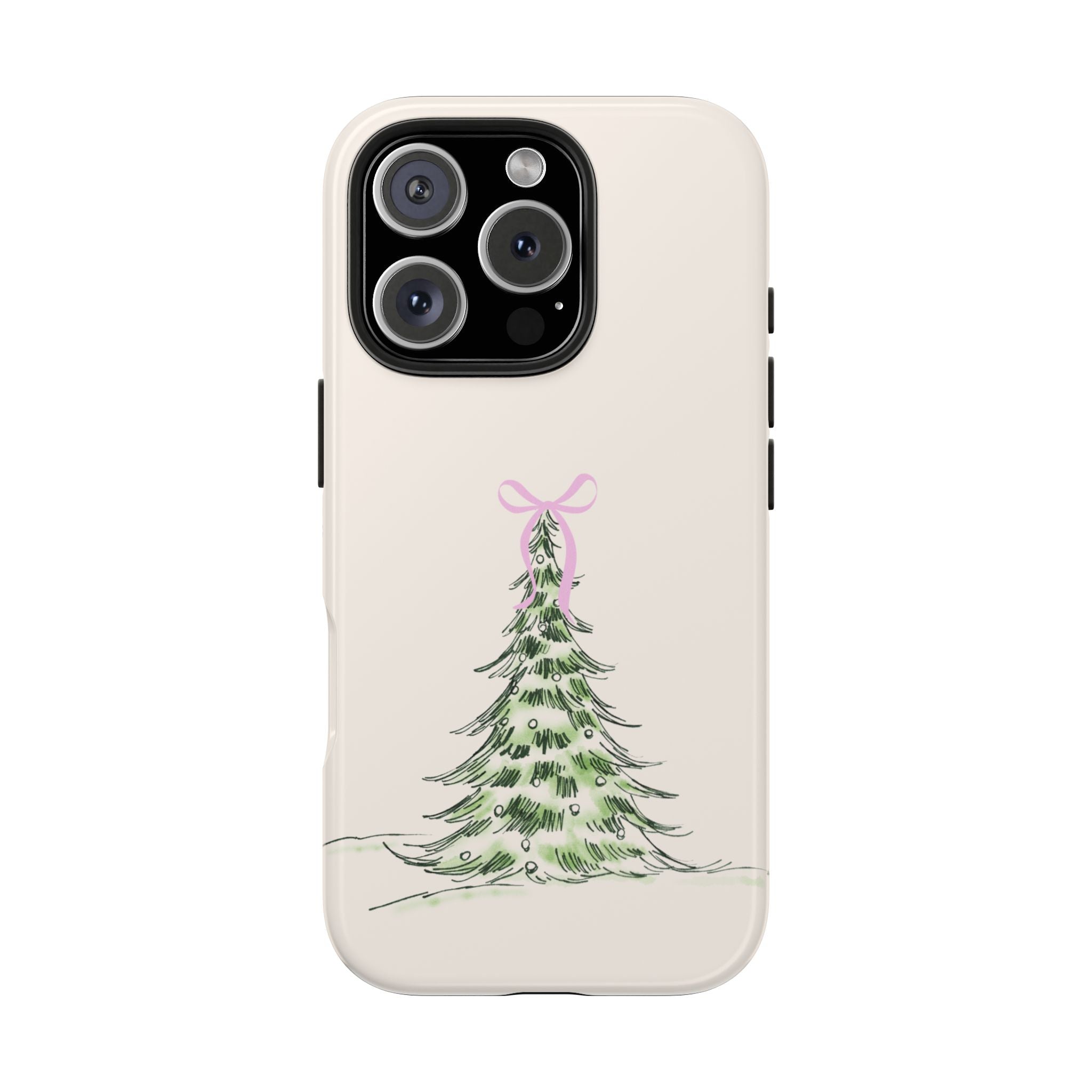 Festive Pink Bow Christmas Tree Phone Case