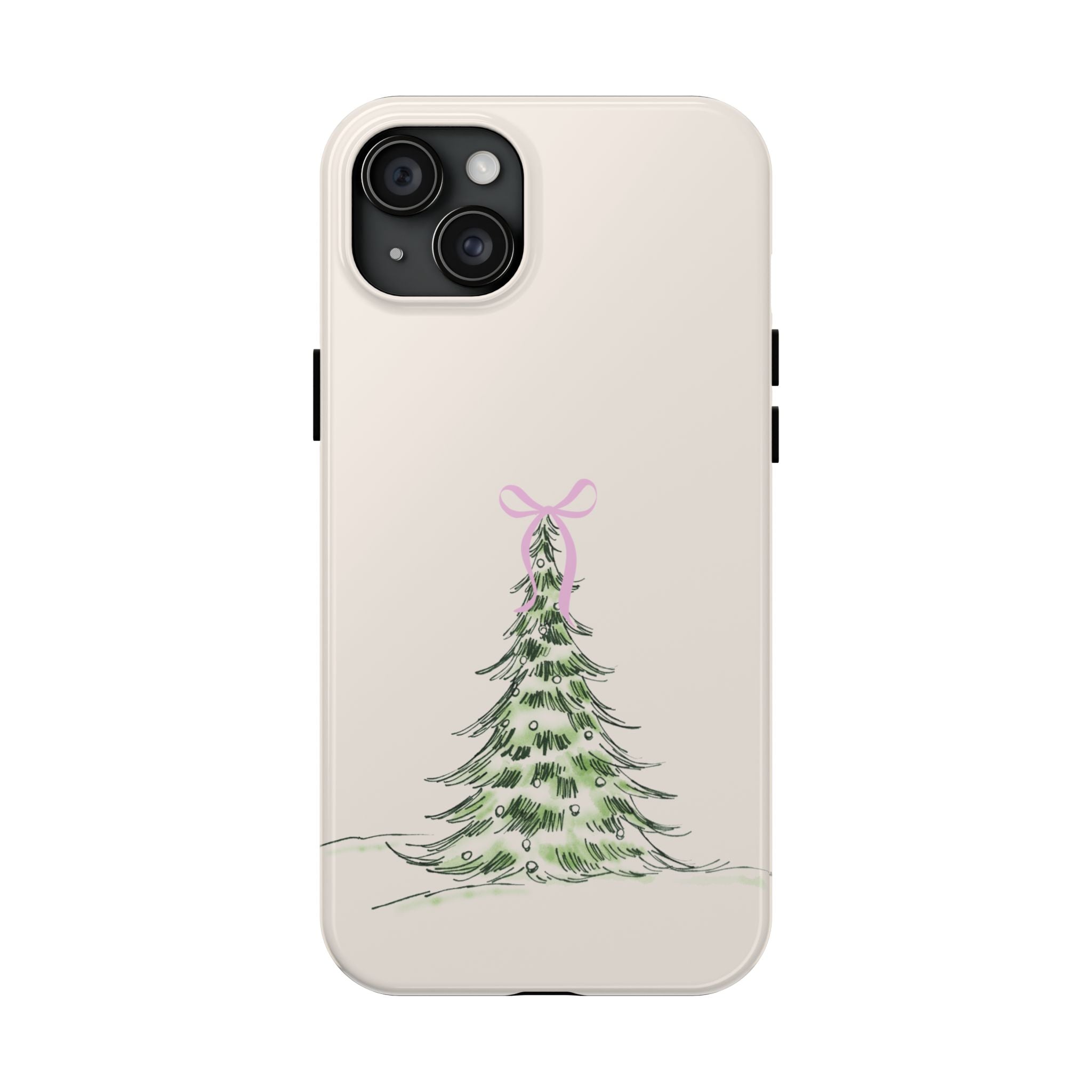 Festive Pink Bow Christmas Tree Phone Case
